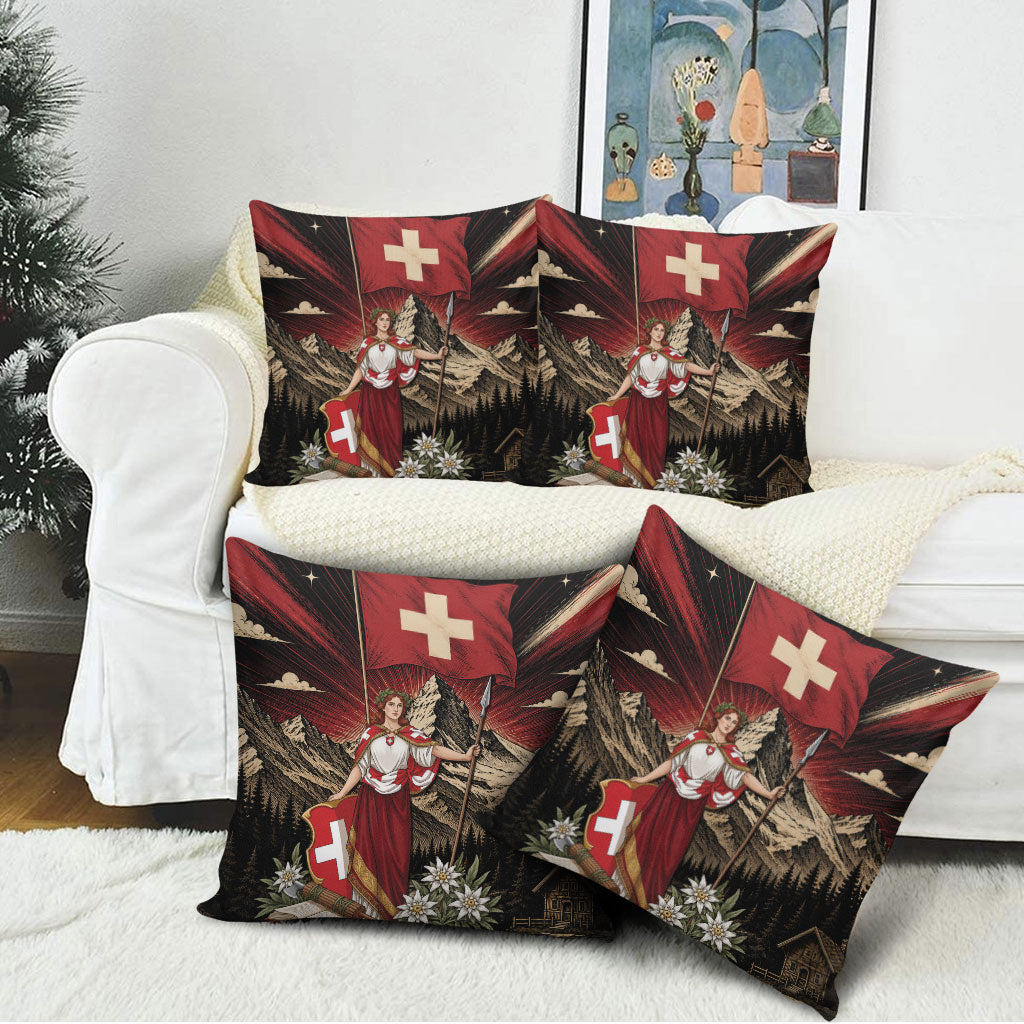 Switzerland National Day Pillow Cover Helvetia Alps Heritage Pride