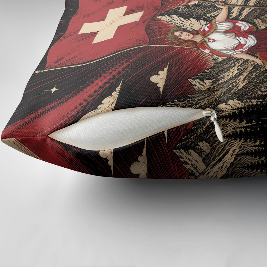 Switzerland National Day Pillow Cover Helvetia Alps Heritage Pride