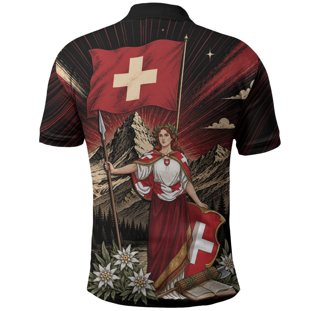 Switzerland National Day Polo Shirt Helvetia Alps Heritage Pride