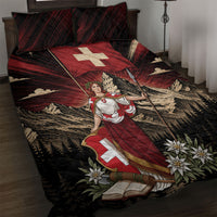 Switzerland National Day Quilt Bed Set Helvetia Alps Heritage Pride