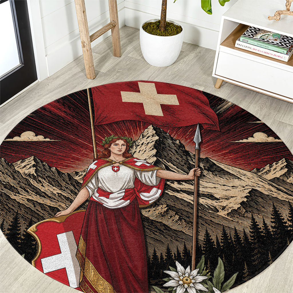 Switzerland National Day Round Carpet Helvetia Alps Heritage Pride