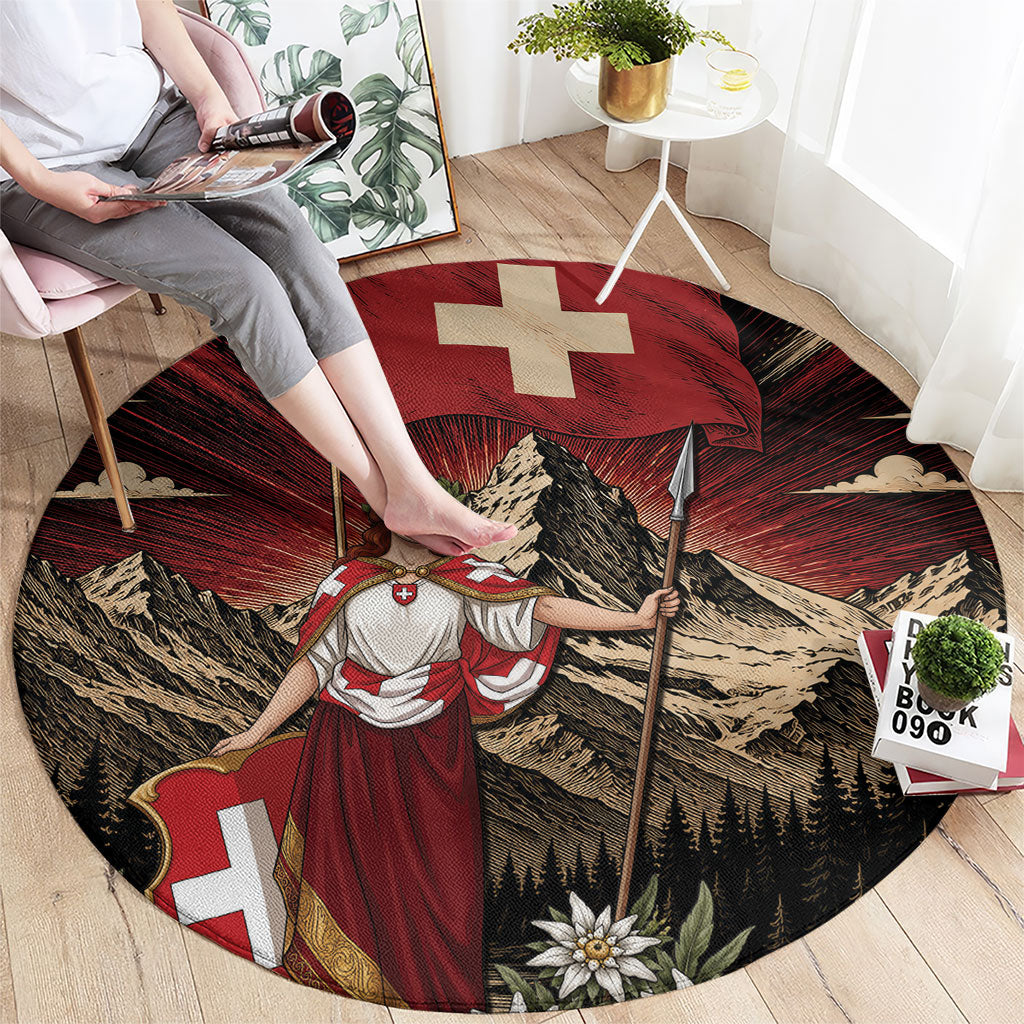 Switzerland National Day Round Carpet Helvetia Alps Heritage Pride