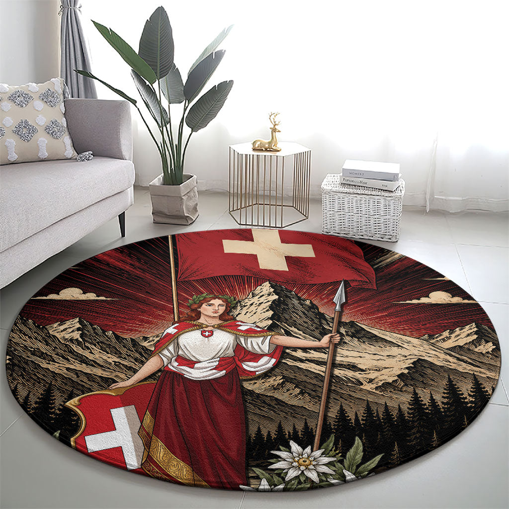 Switzerland National Day Round Carpet Helvetia Alps Heritage Pride