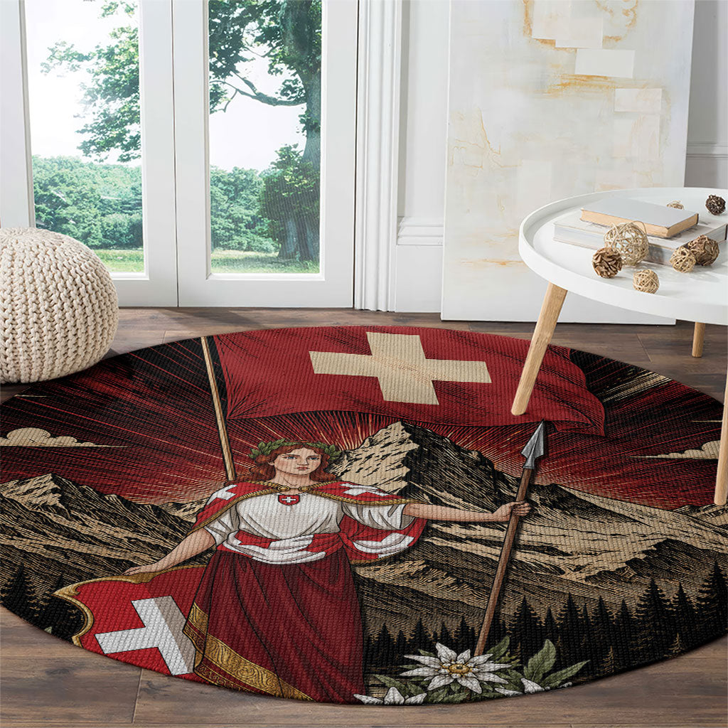 Switzerland National Day Round Carpet Helvetia Alps Heritage Pride