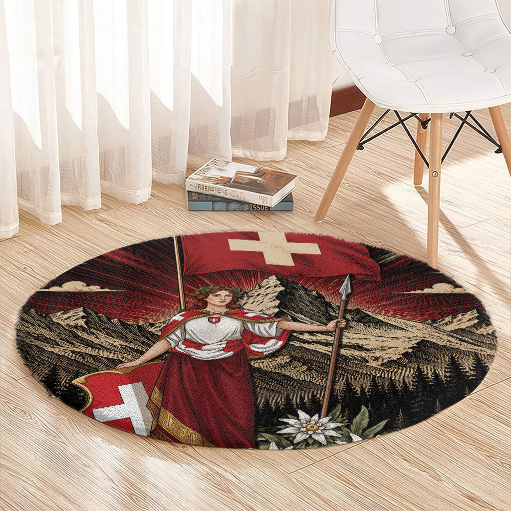 Switzerland National Day Round Carpet Helvetia Alps Heritage Pride