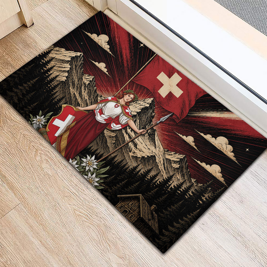 Switzerland National Day Rubber Doormat Helvetia Alps Heritage Pride