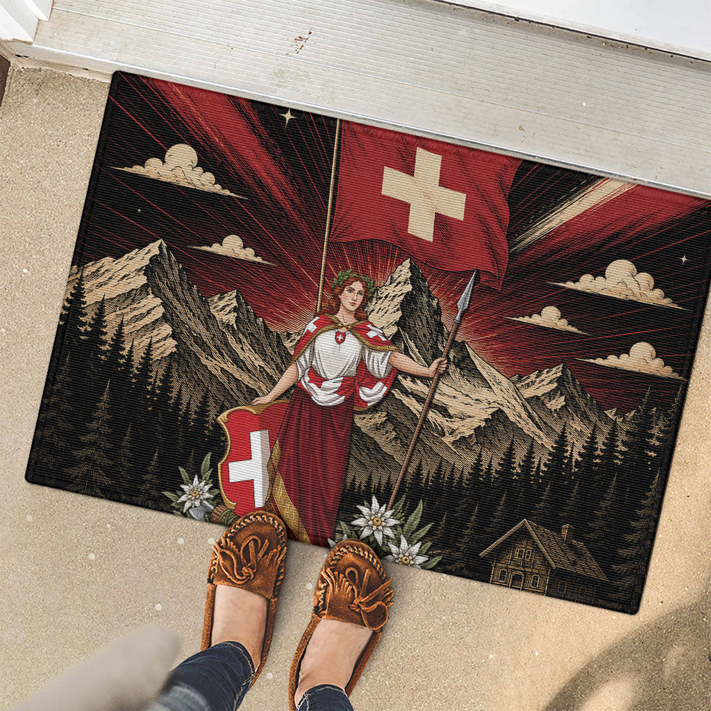Switzerland National Day Rubber Doormat Helvetia Alps Heritage Pride