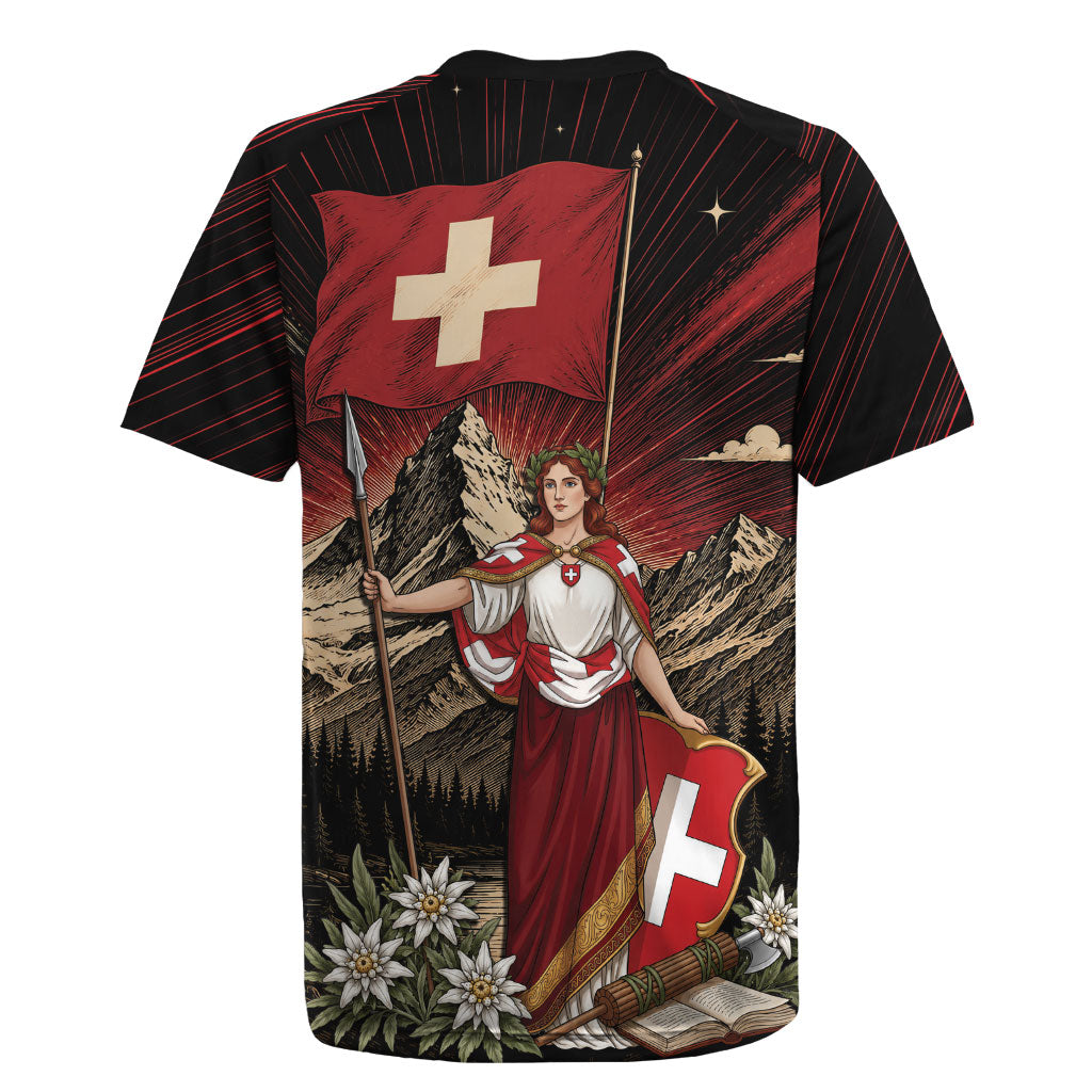 Switzerland National Day Rugby Jersey Helvetia Alps Heritage Pride