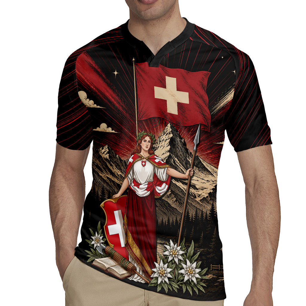 Switzerland National Day Rugby Jersey Helvetia Alps Heritage Pride