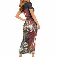 Switzerland National Day Short Sleeve Bodycon Dress Helvetia Alps Heritage Pride
