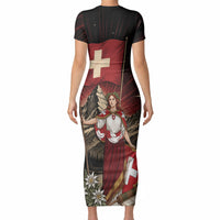 Switzerland National Day Short Sleeve Bodycon Dress Helvetia Alps Heritage Pride