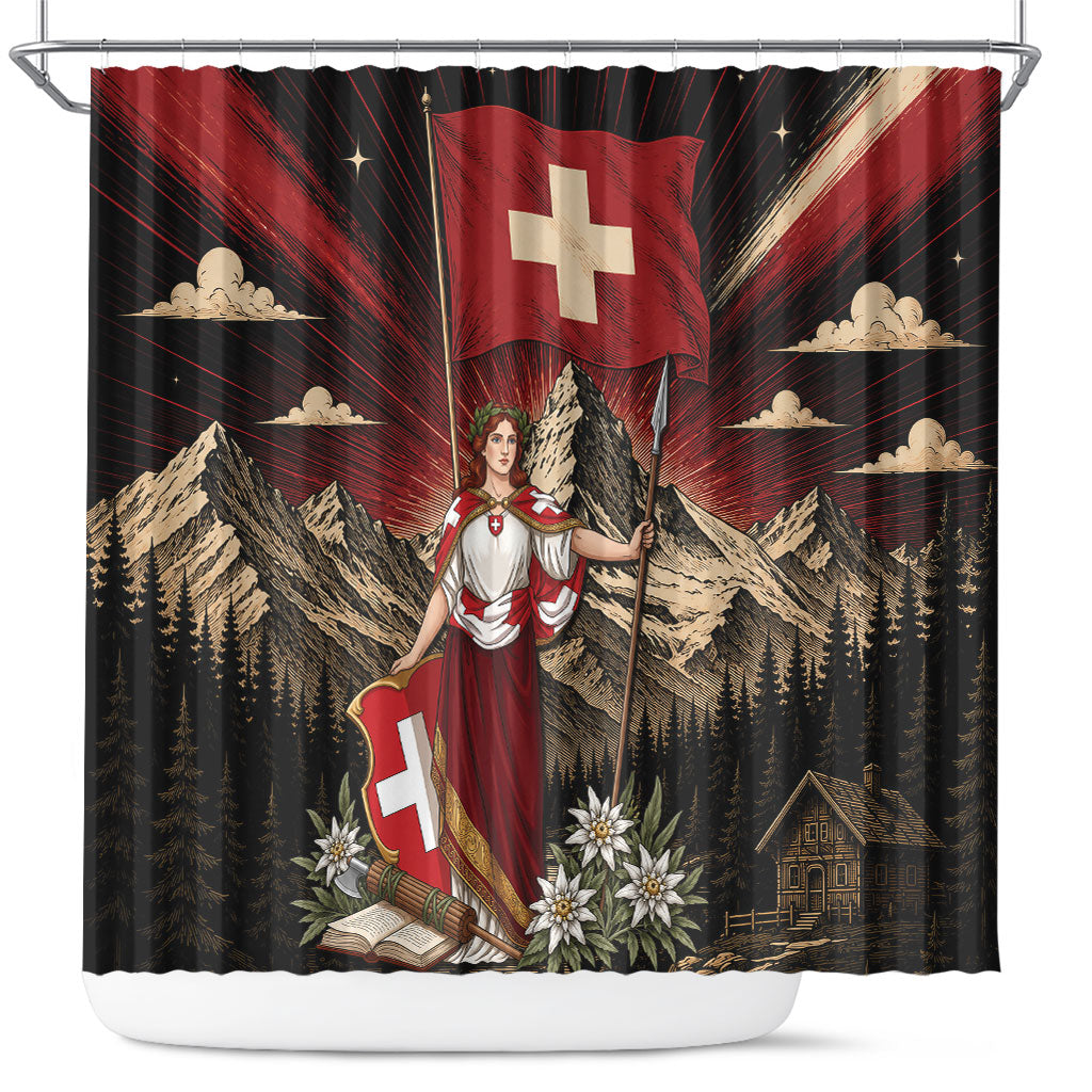 Switzerland National Day Shower Curtain Helvetia Alps Heritage Pride