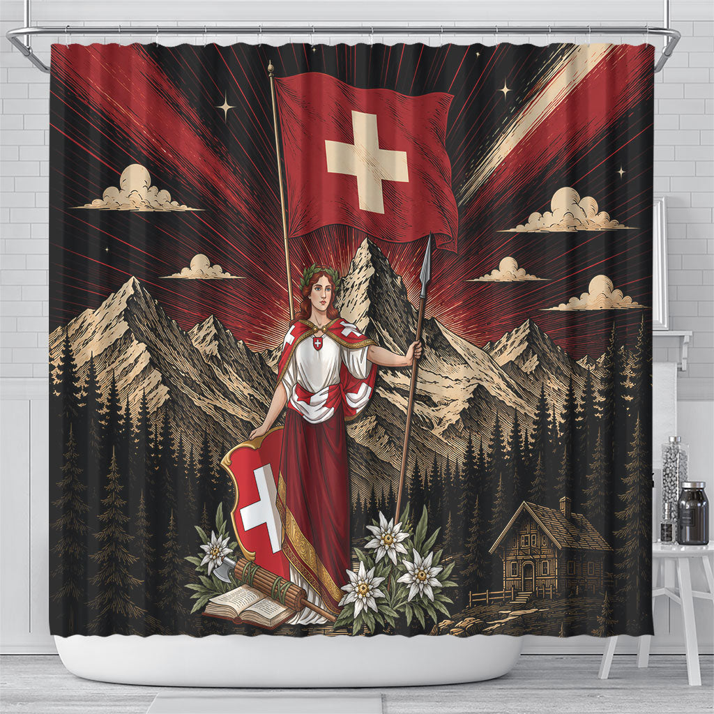 Switzerland National Day Shower Curtain Helvetia Alps Heritage Pride