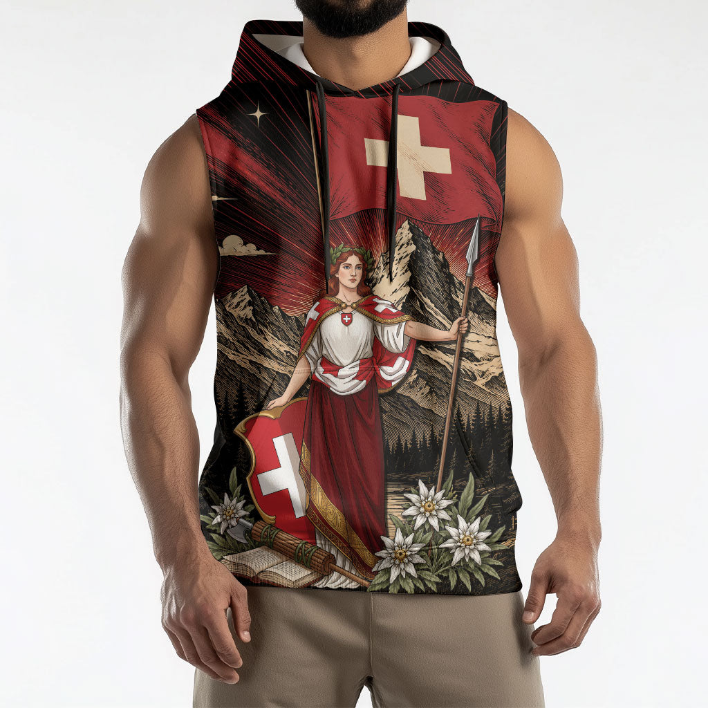 Switzerland National Day Sleeveless Hoodie Helvetia Alps Heritage Pride