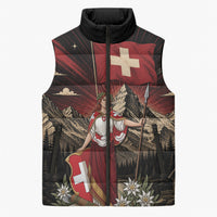 Switzerland National Day Sleeveless Puffer Jacket Helvetia Alps Heritage Pride