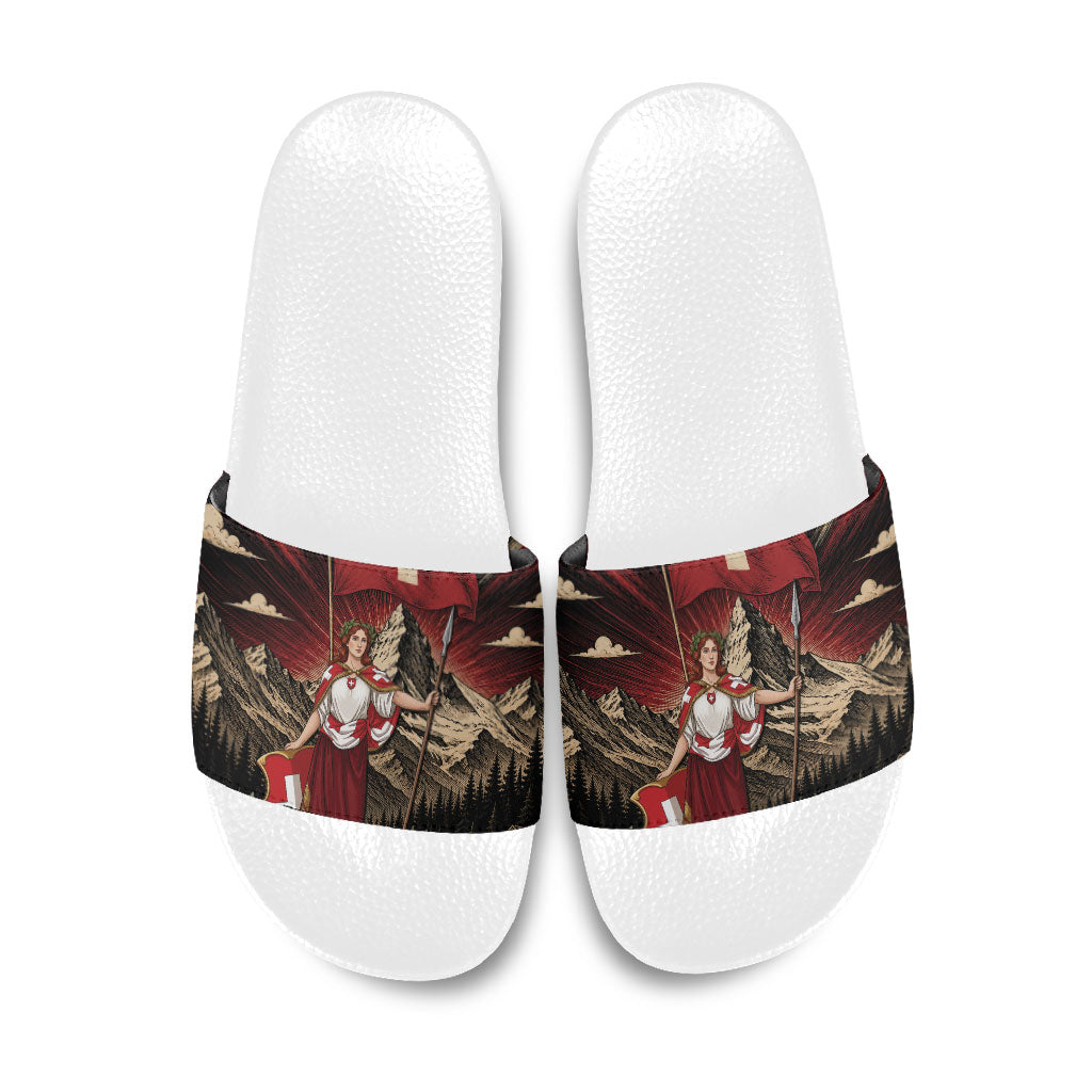 Switzerland National Day Slide Sandals Helvetia Alps Heritage Pride
