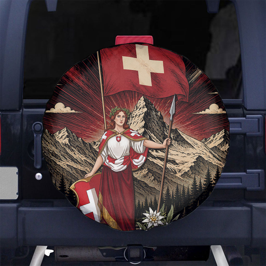Switzerland National Day Spare Tire Cover Helvetia Alps Heritage Pride