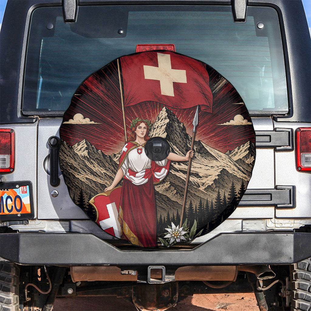 Switzerland National Day Spare Tire Cover Helvetia Alps Heritage Pride