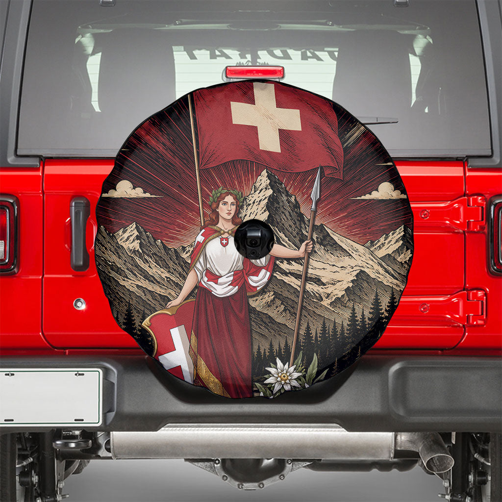 Switzerland National Day Spare Tire Cover Helvetia Alps Heritage Pride
