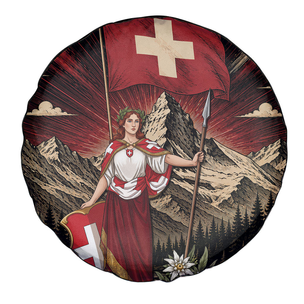 Switzerland National Day Spare Tire Cover Helvetia Alps Heritage Pride