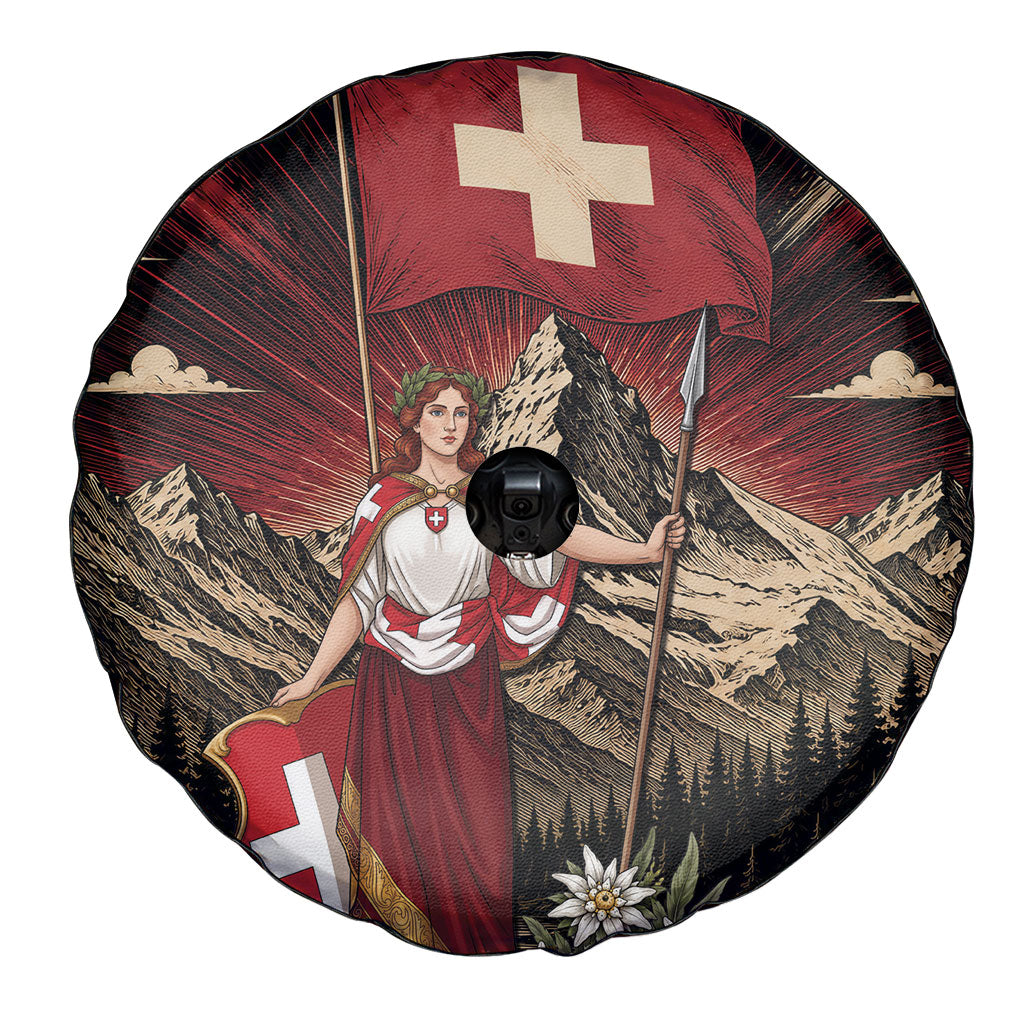 Switzerland National Day Spare Tire Cover Helvetia Alps Heritage Pride