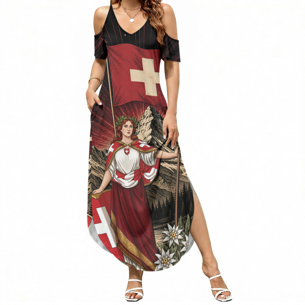 Switzerland National Day Summer Maxi Dress Helvetia Alps Heritage Pride