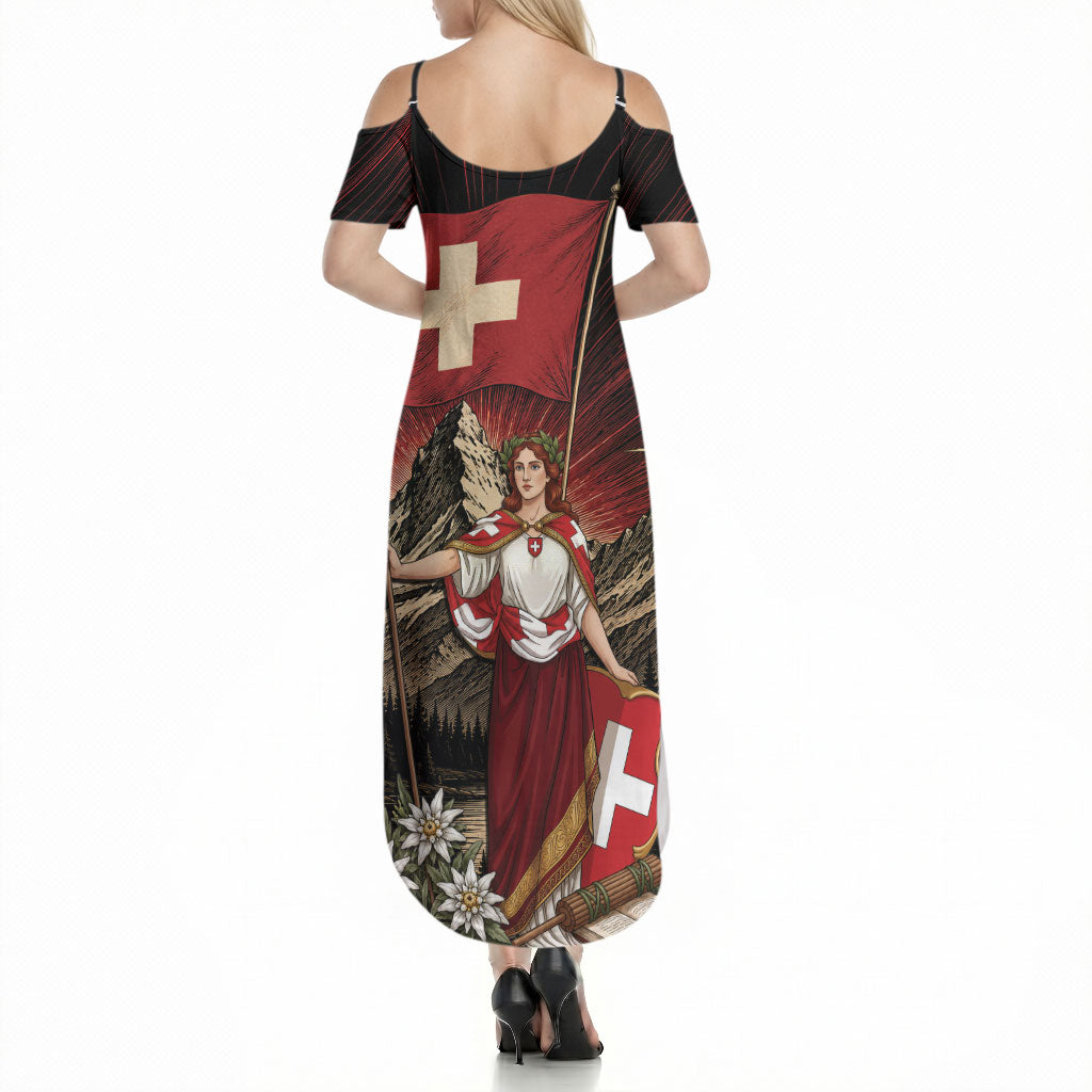 Switzerland National Day Summer Maxi Dress Helvetia Alps Heritage Pride