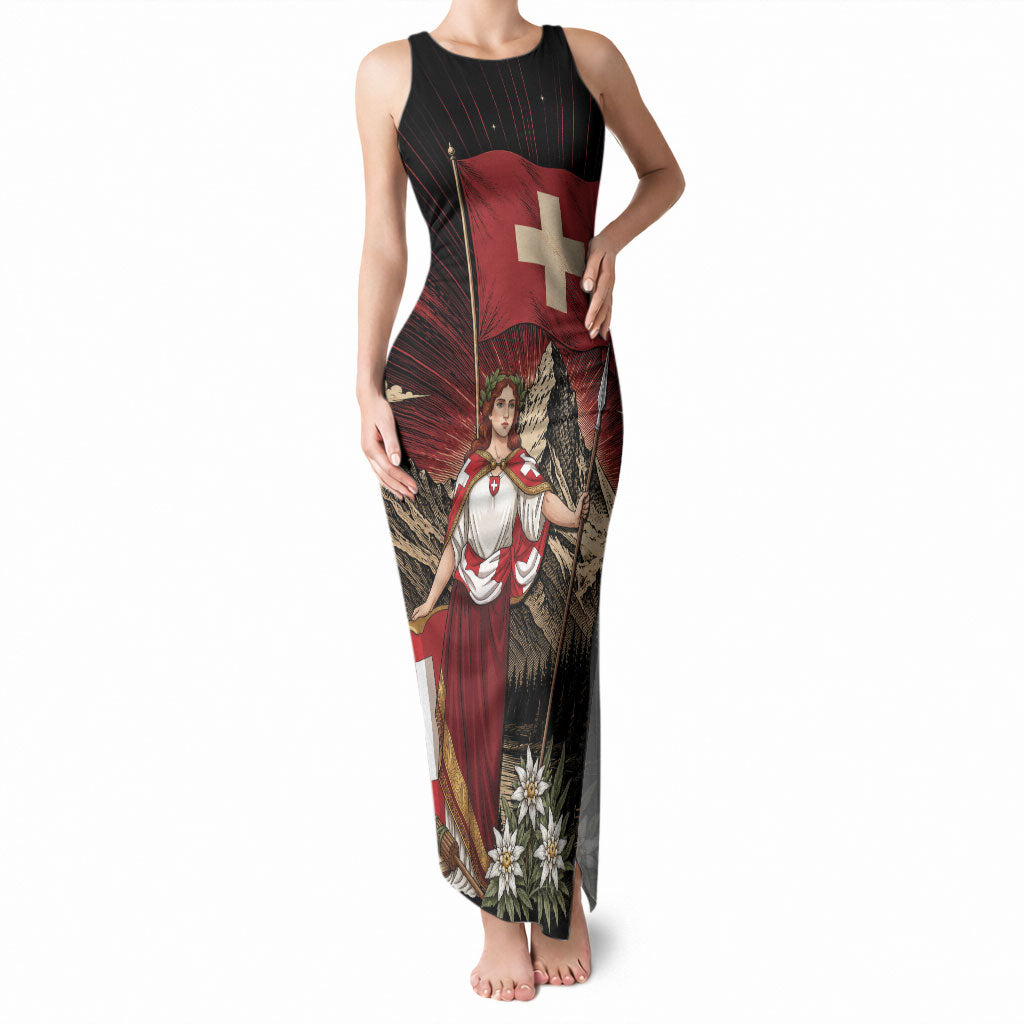 Switzerland National Day Tank Maxi Dress Helvetia Alps Heritage Pride
