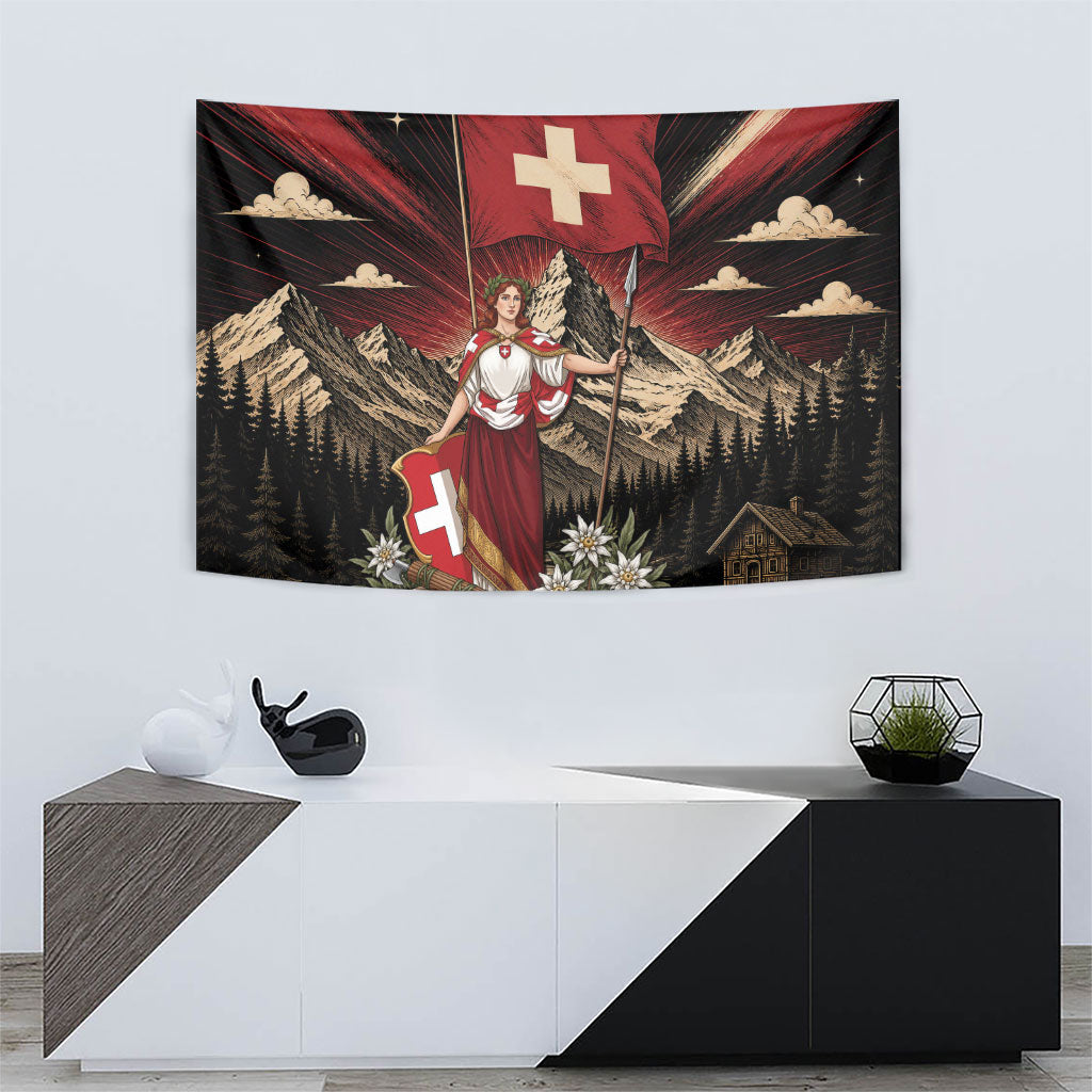 Switzerland National Day Tapestry Helvetia Alps Heritage Pride