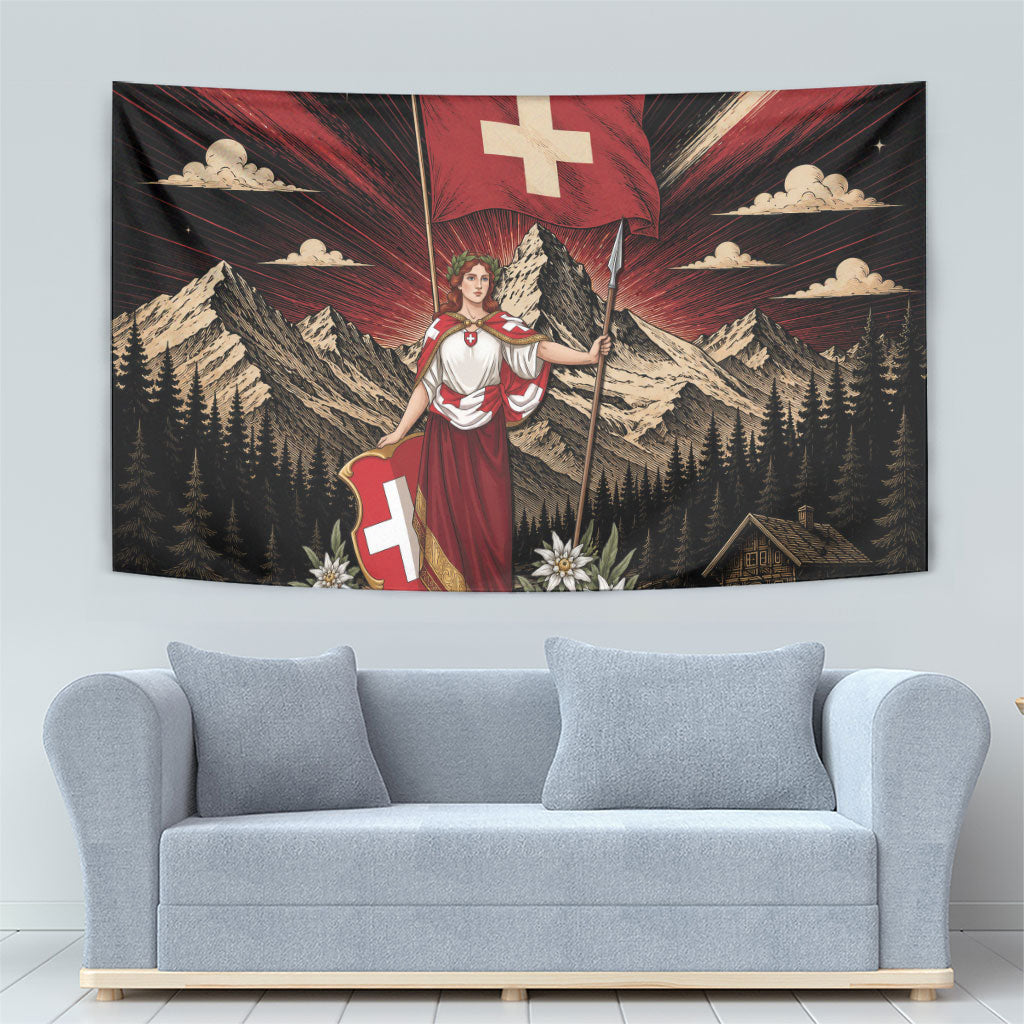 Switzerland National Day Tapestry Helvetia Alps Heritage Pride