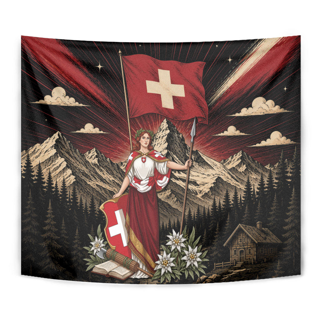 Switzerland National Day Tapestry Helvetia Alps Heritage Pride