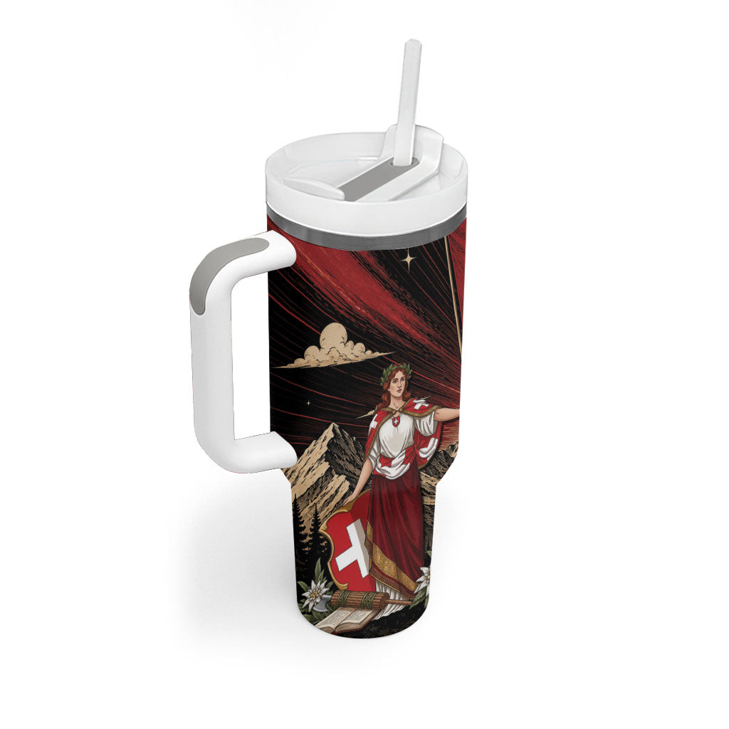 Switzerland National Day Tumbler With Handle Helvetia Alps Heritage Pride