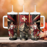 Switzerland National Day Tumbler With Handle Helvetia Alps Heritage Pride