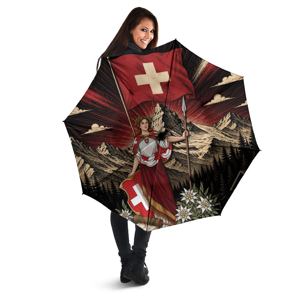 Switzerland National Day Umbrella Helvetia Alps Heritage Pride