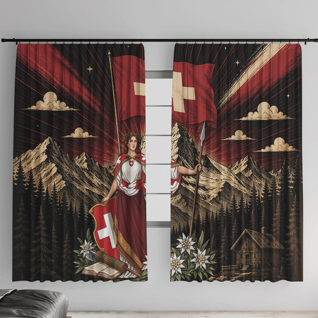 Switzerland National Day Window Curtain Helvetia Alps Heritage Pride