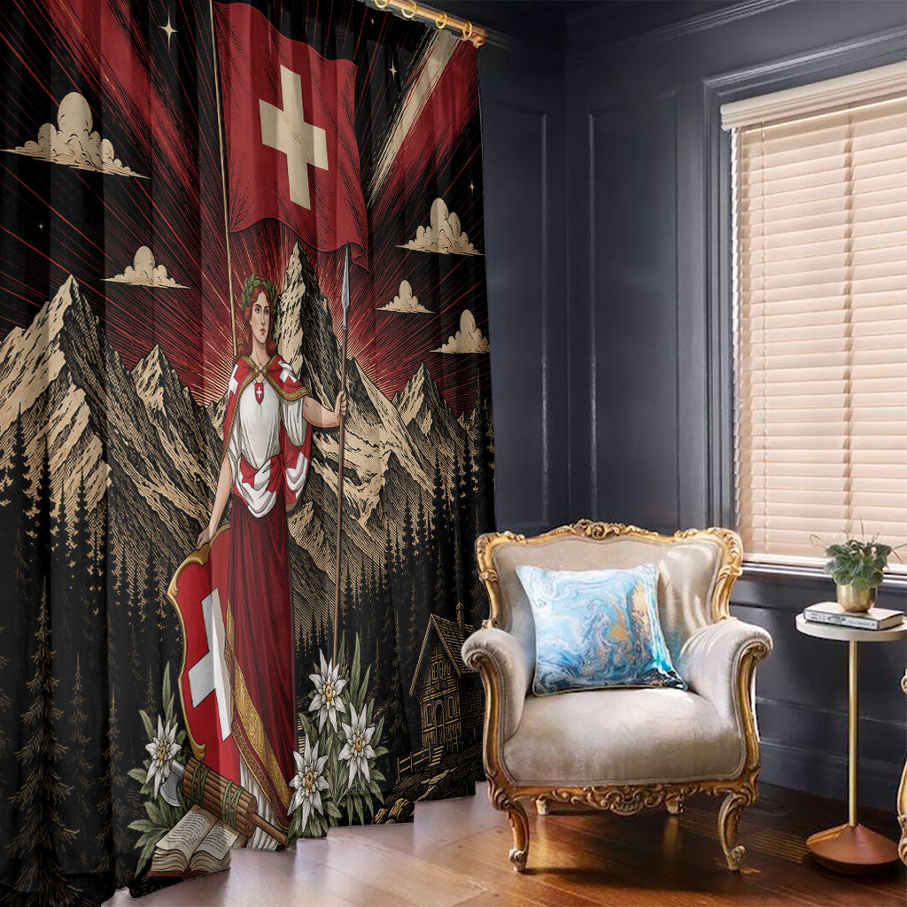 Switzerland National Day Window Curtain Helvetia Alps Heritage Pride