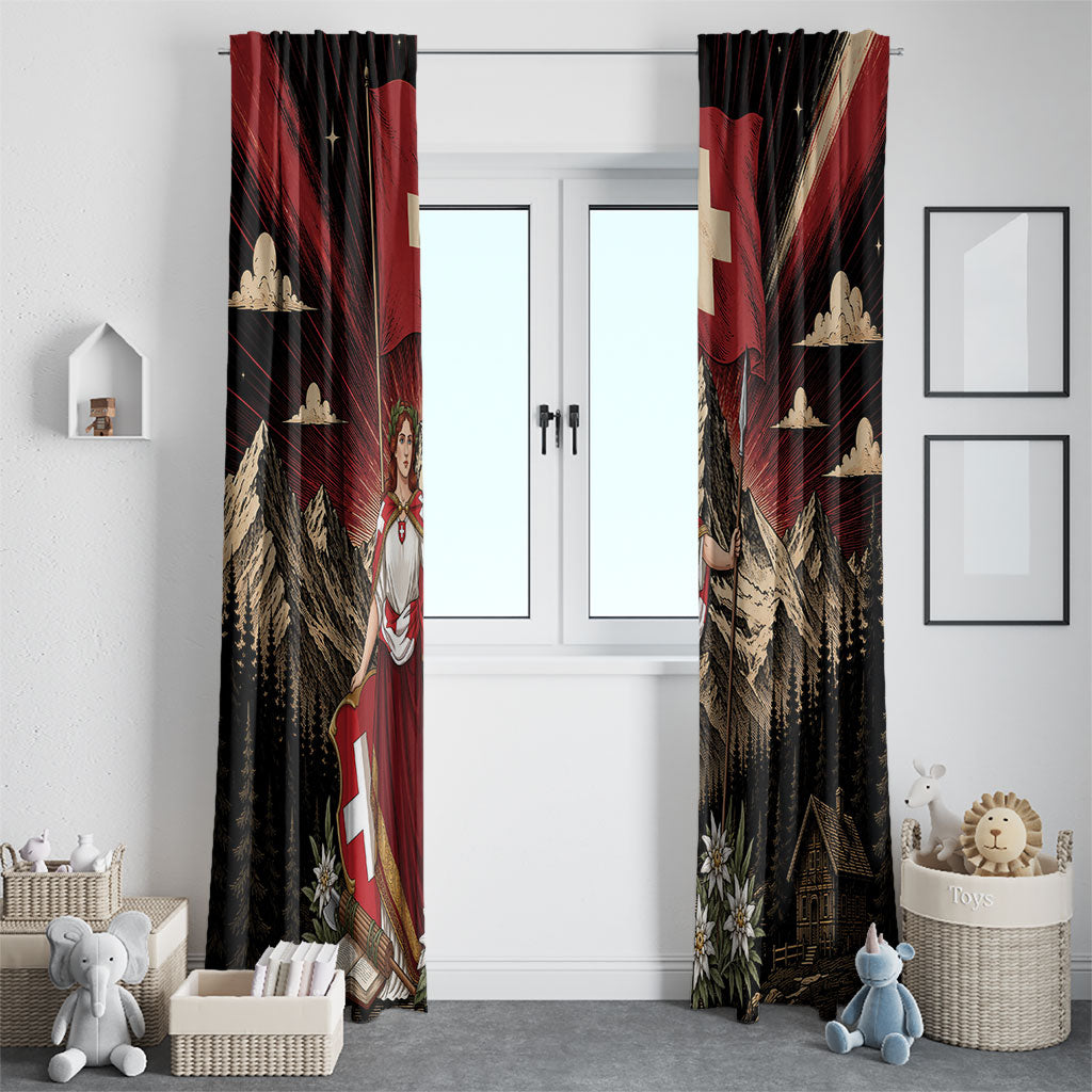 Switzerland National Day Window Curtain Helvetia Alps Heritage Pride