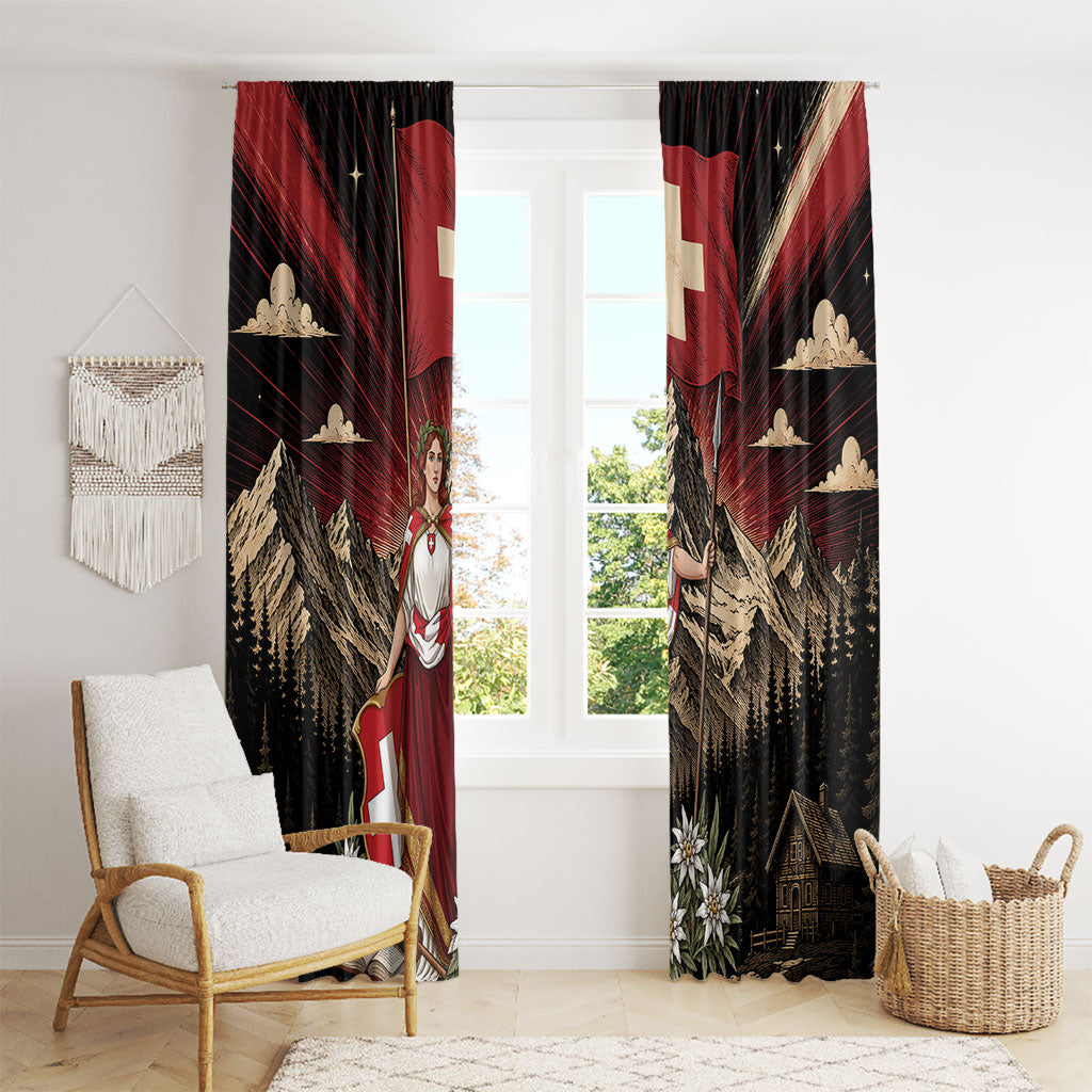 Switzerland National Day Window Curtain Helvetia Alps Heritage Pride