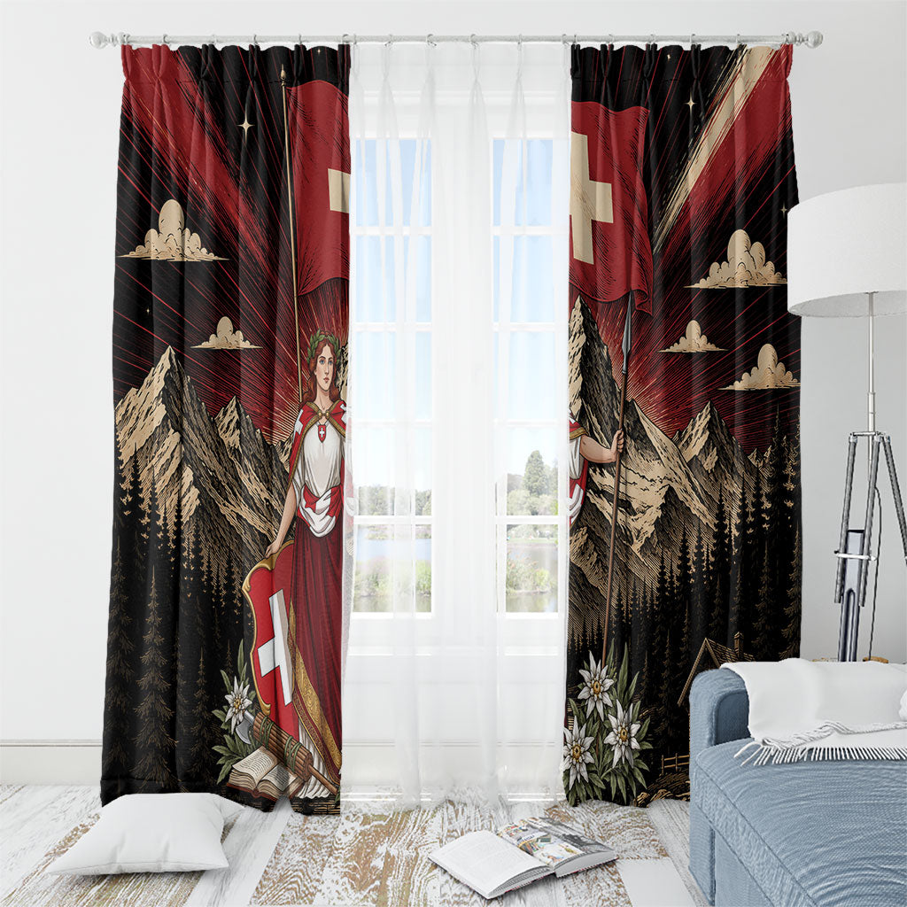 Switzerland National Day Window Curtain Helvetia Alps Heritage Pride