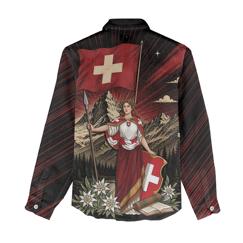 Switzerland National Day Women Casual Shirt Helvetia Alps Heritage Pride