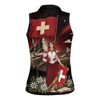 Switzerland National Day Women Sleeveless Polo Shirt Helvetia Alps Heritage Pride