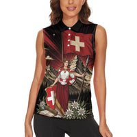 Switzerland National Day Women Sleeveless Polo Shirt Helvetia Alps Heritage Pride