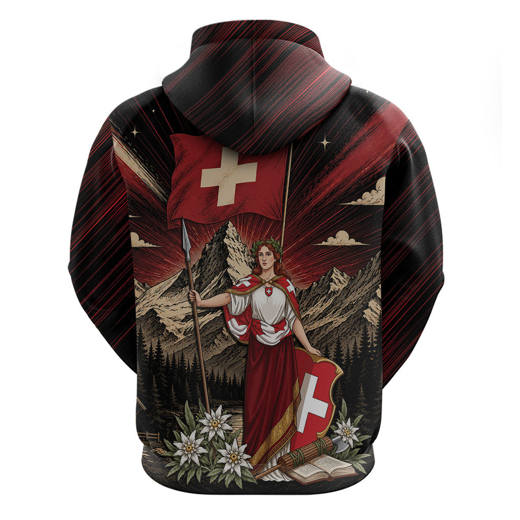 Switzerland National Day Zip Hoodie Helvetia Alps Heritage Pride