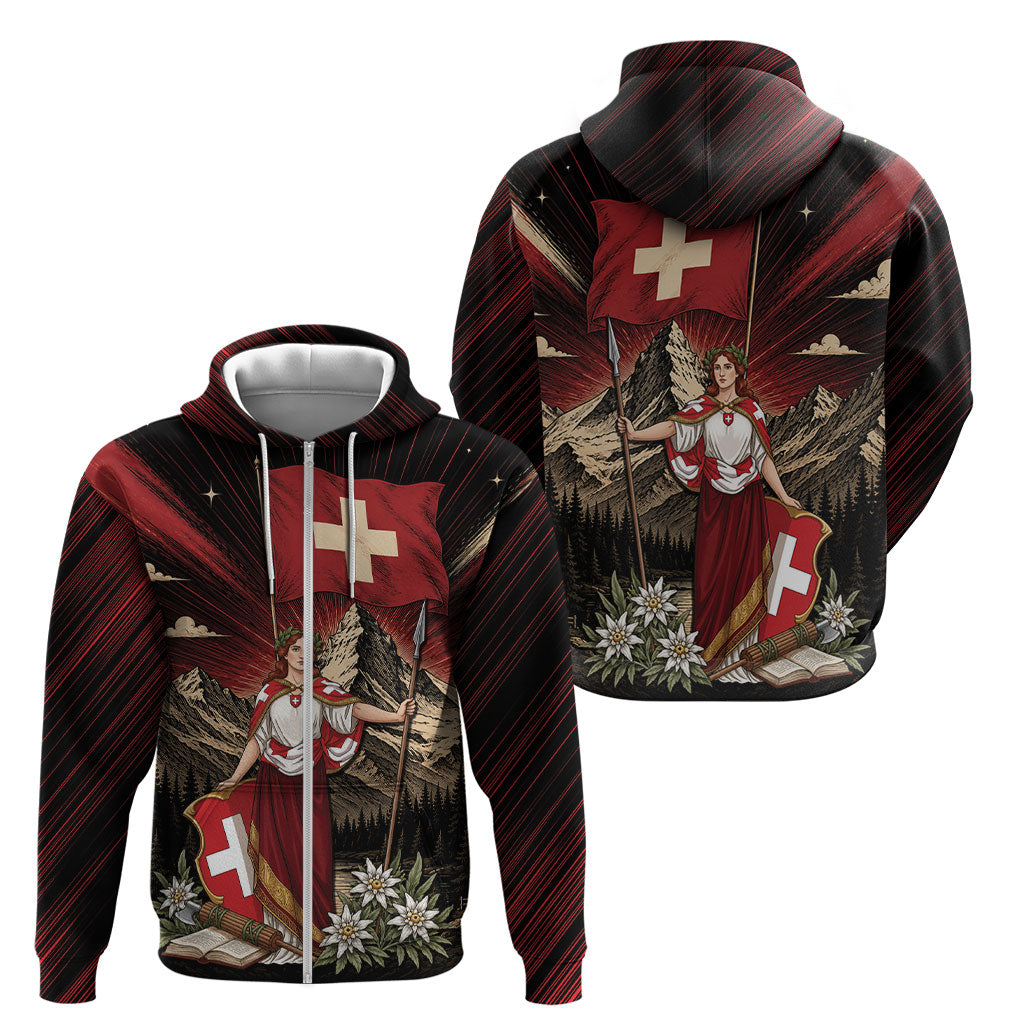 Switzerland National Day Zip Hoodie Helvetia Alps Heritage Pride