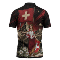 Switzerland National Day Zipper Polo Shirt Helvetia Alps Heritage Pride