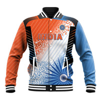 Custom India Cricket Baseball Jacket Men In Blue Ashoka Chakra Pride