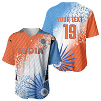 Custom India Cricket Baseball Jersey Men In Blue Ashoka Chakra Pride