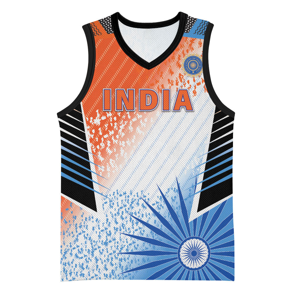 Custom India Cricket Basketball Jersey Men In Blue Ashoka Chakra Pride