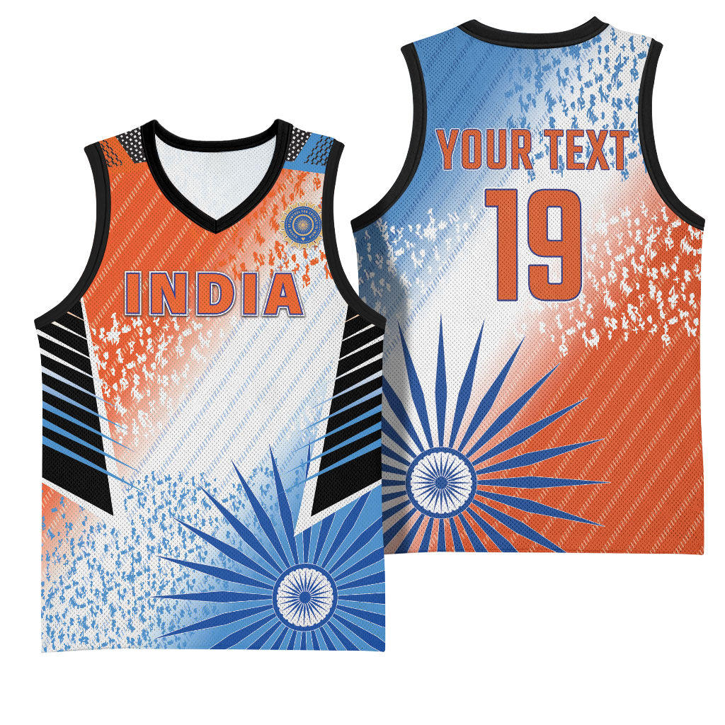 Custom India Cricket Basketball Jersey Men In Blue Ashoka Chakra Pride
