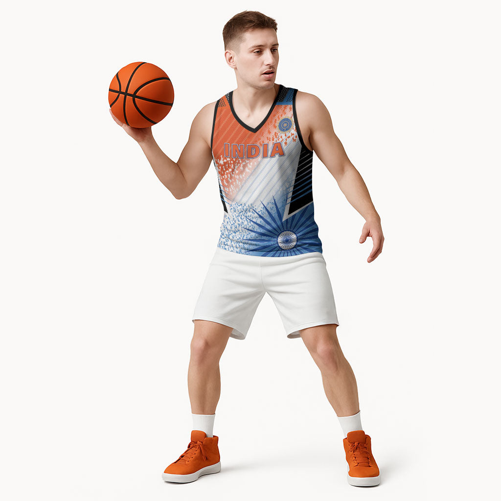 Custom India Cricket Basketball Jersey Men In Blue Ashoka Chakra Pride